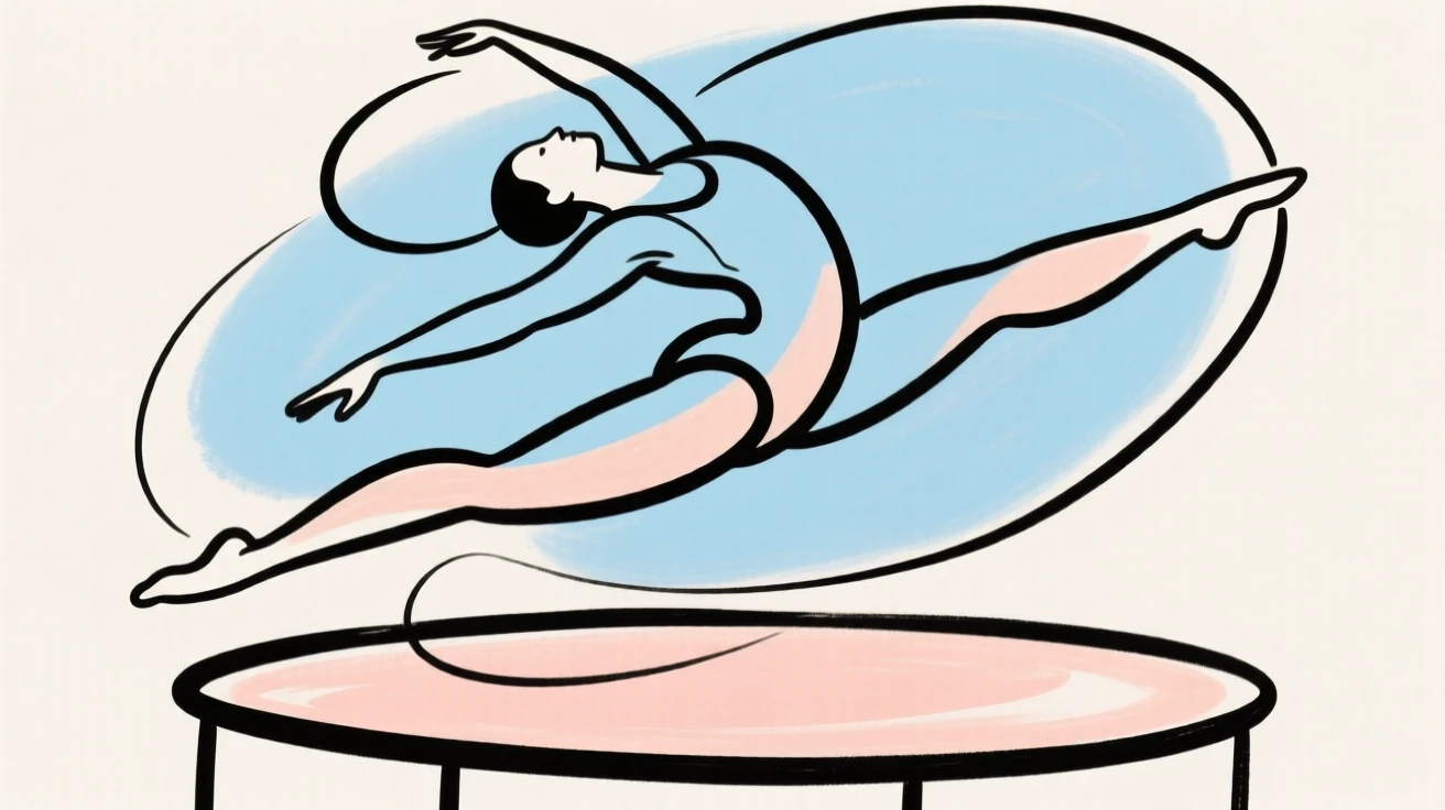 A trampoline athlete mid-flip