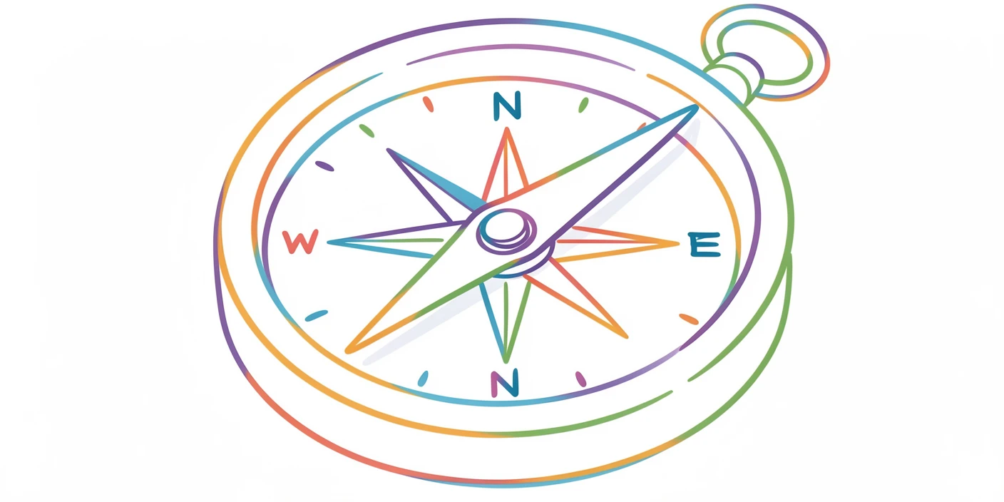 A close-up of a compass needle pointing steadily north.