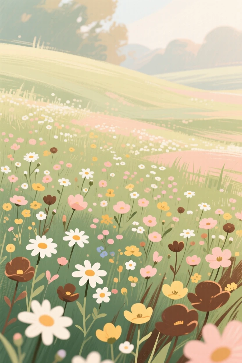A meadow bursting with wildflowers on the first warm day of spring