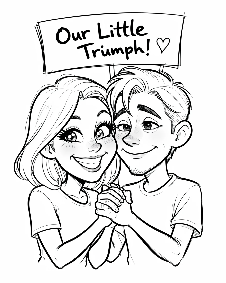 [Family & Relationship Moments] Heartwarming scene of a tender young couple celebrating a small victory together, radiating love and warmth