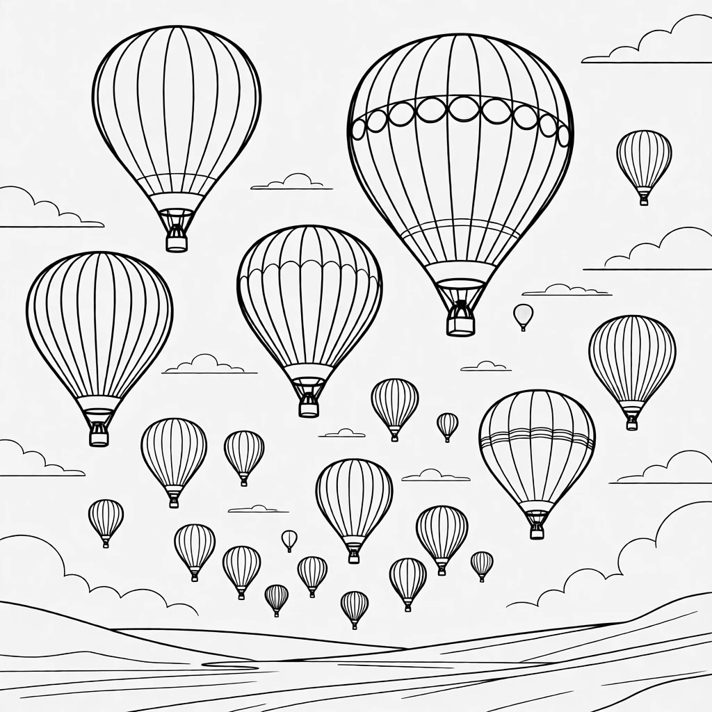 A hot air balloon race with dozens of balloons filling the sky