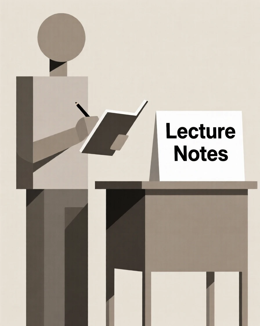A student taking notes during a lecture