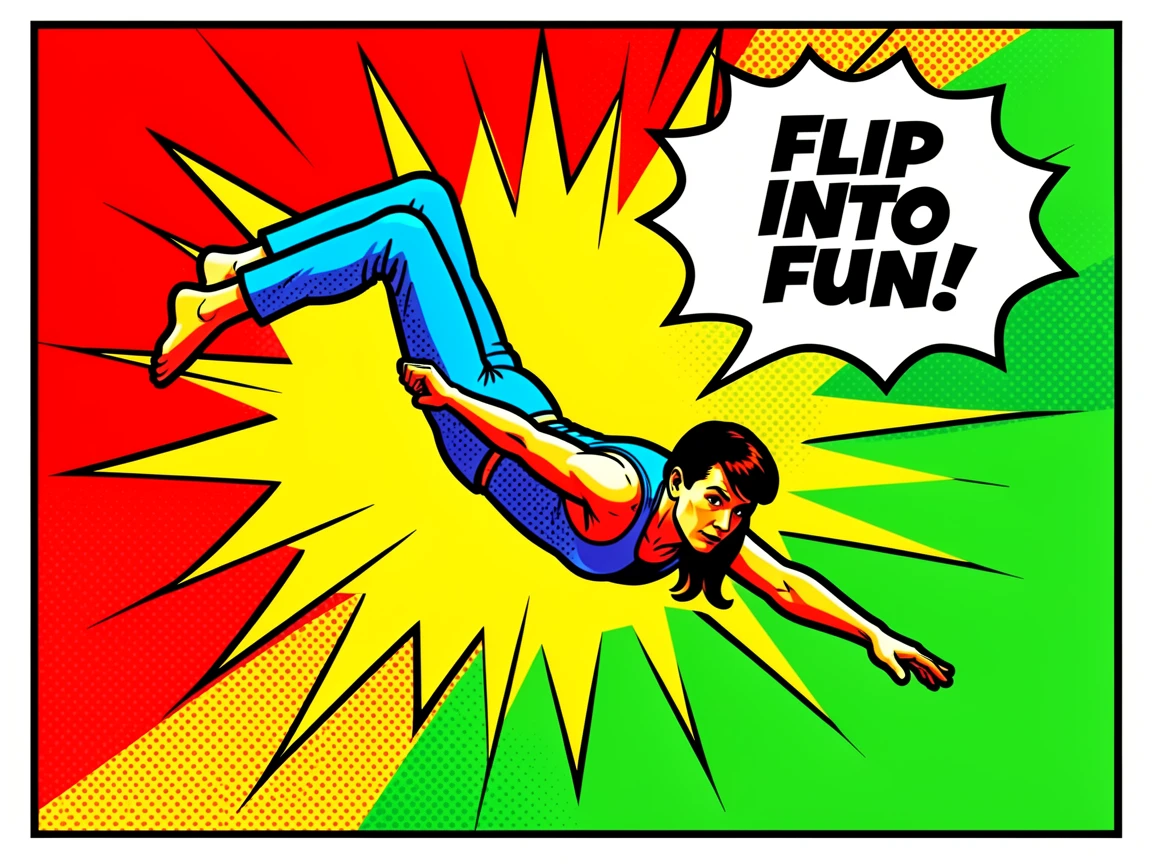 An acrobat performing a dramatic mid-air flip