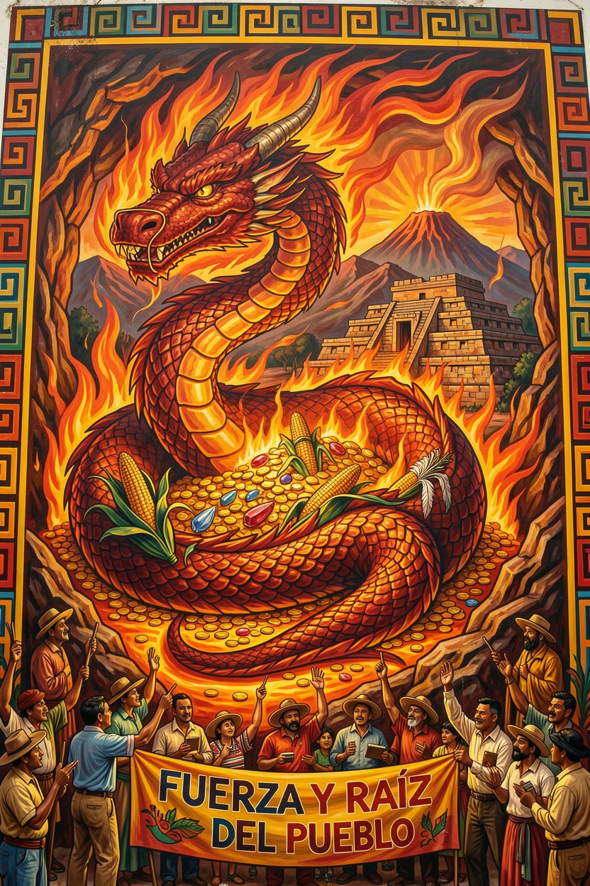 A dragon's lair glowing with warm ember light