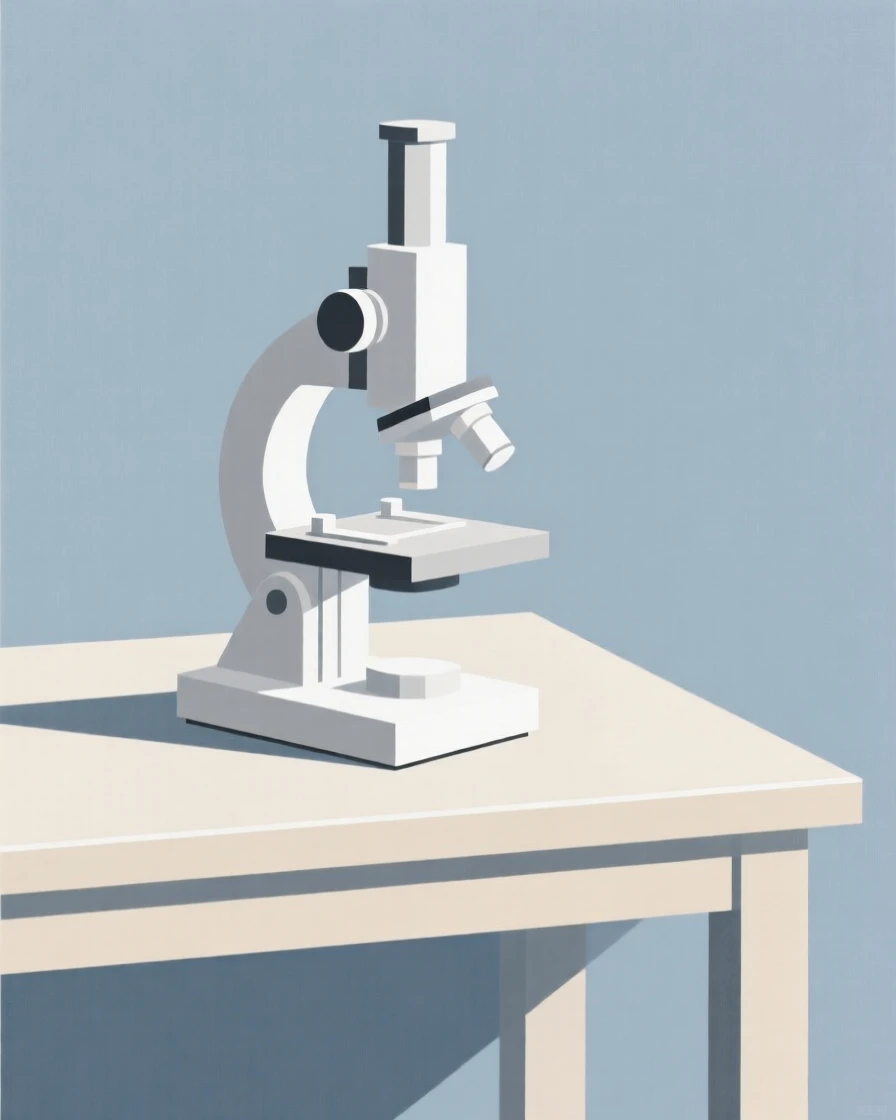 A microscope on a laboratory table