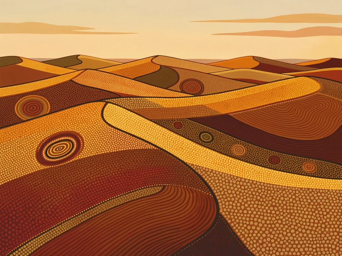 A golden dune sea lit by the last light of day