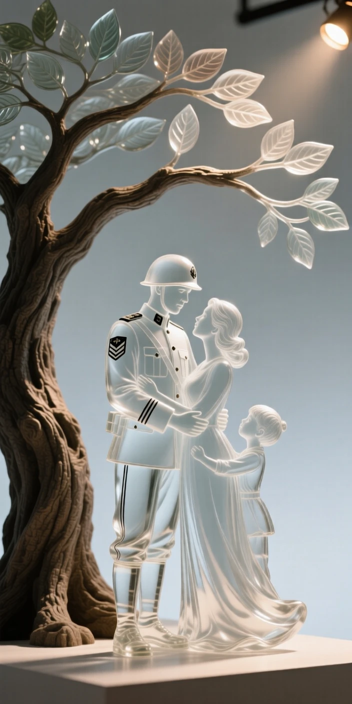 A soldier reunited with family after a long time away, beneath the shade of a favorite old tree