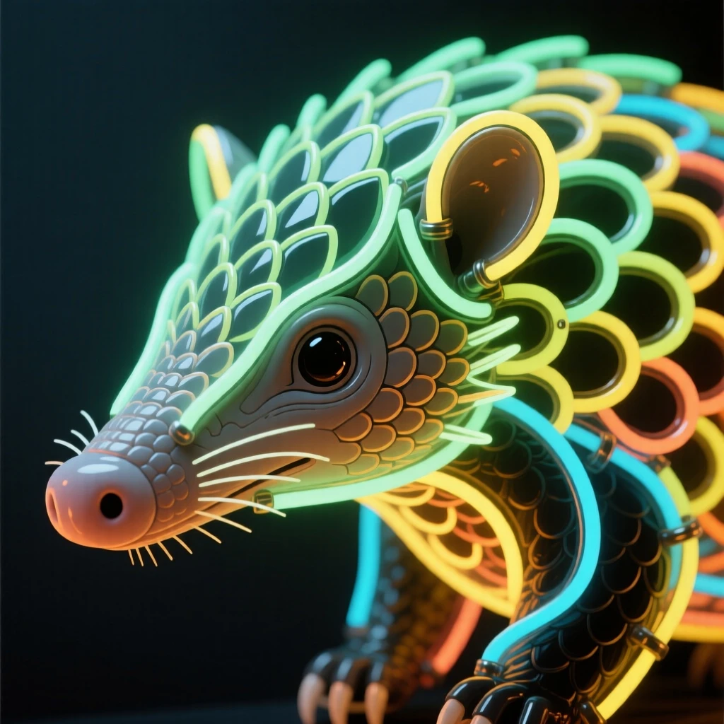 A close-up portrait of a pangolin with a curious, alert expression.
