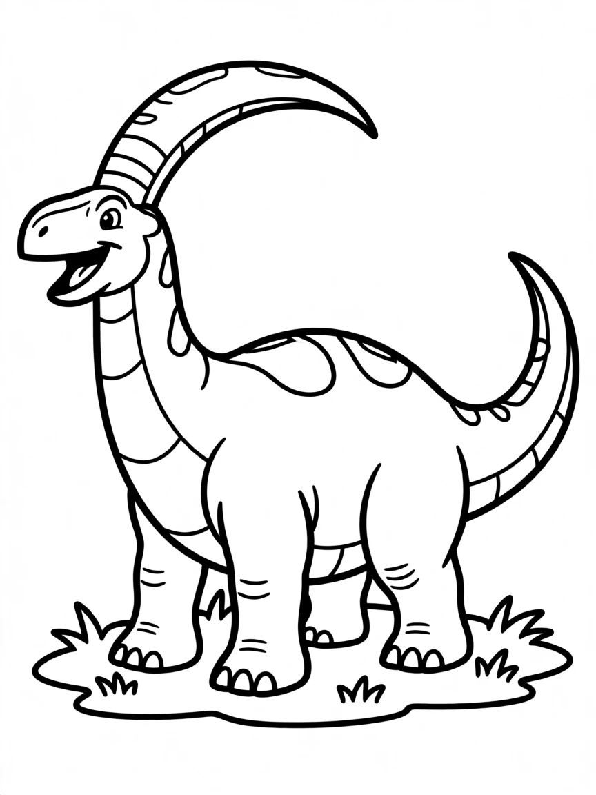 A Parasaurolophus calling out with its curved head crest