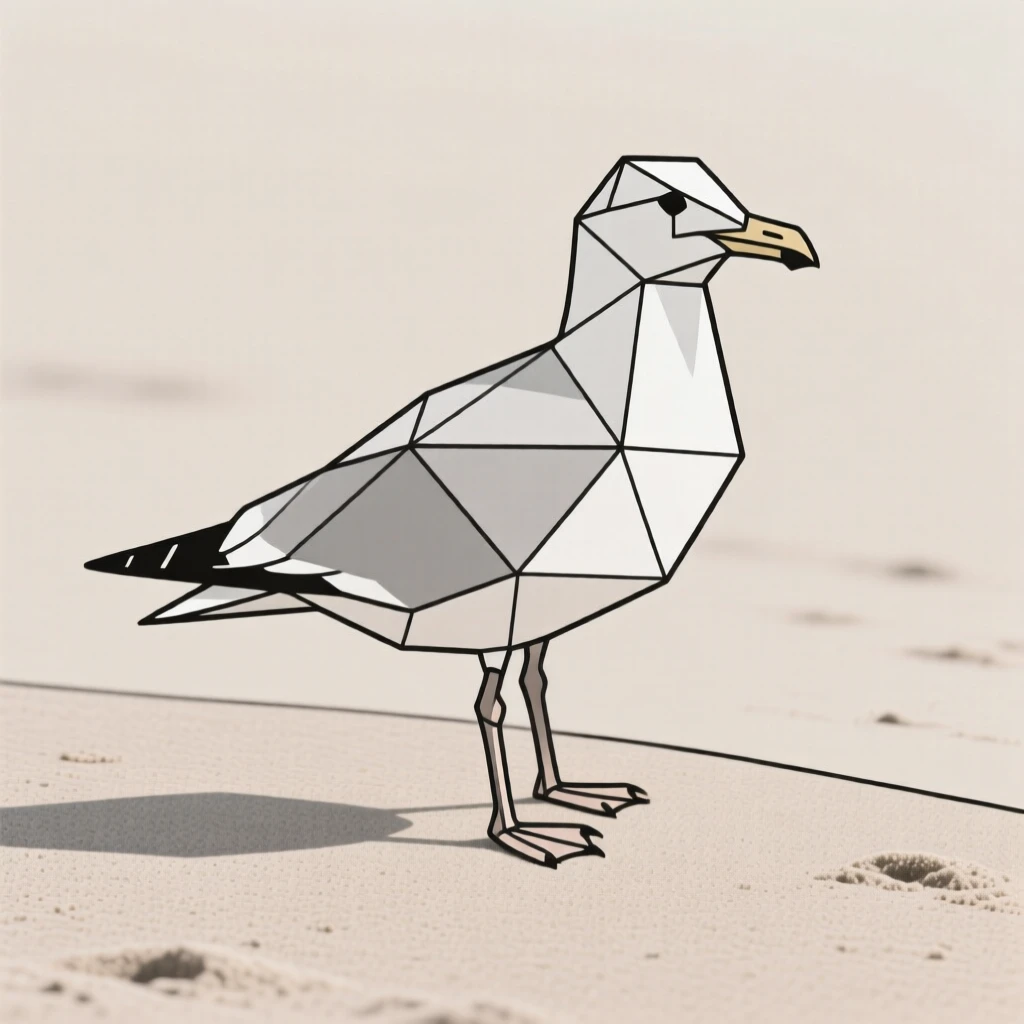 A seagull standing on a sandy beach
