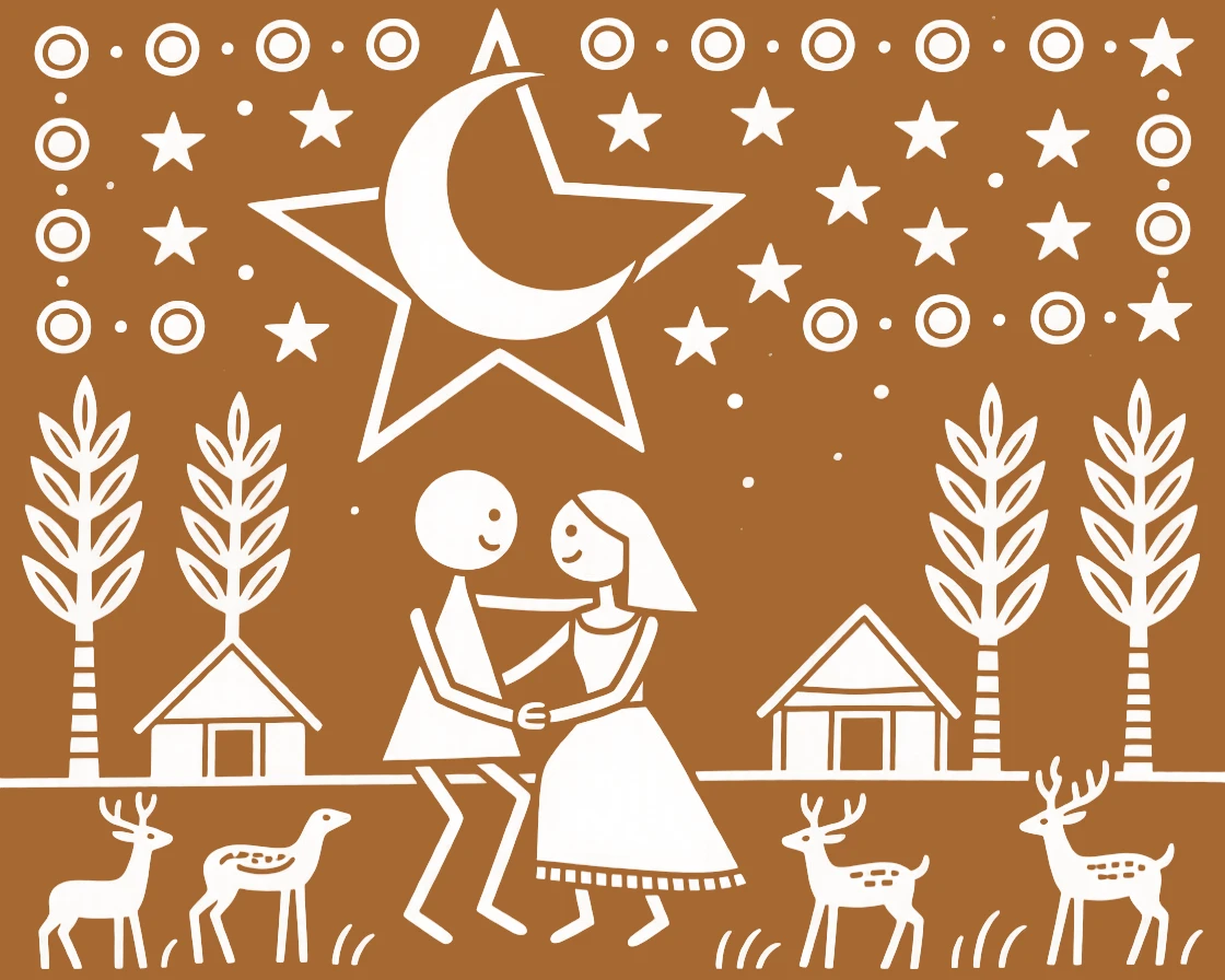 Two newlyweds sharing a quiet moment beneath the stars.