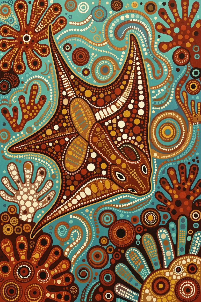 A manta ray exploring a vibrant coral landscape