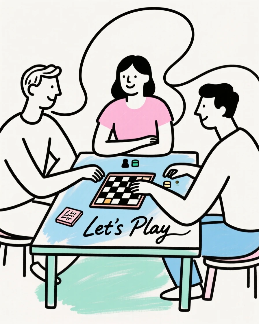 Friends playing board games