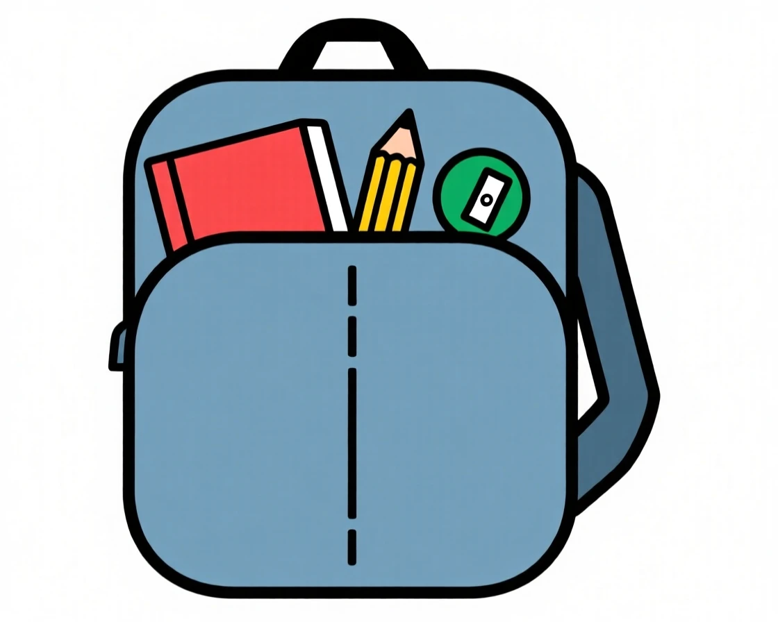 A backpack filled with school supplies