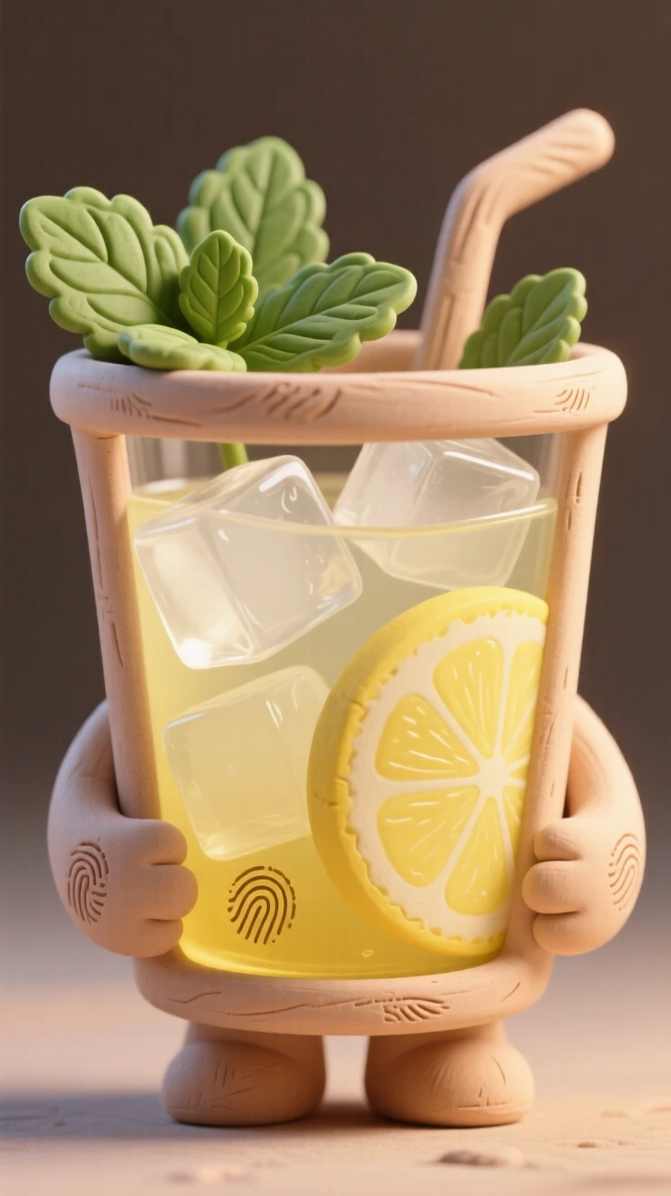 A glass of iced lemonade garnished with fresh mint leaves