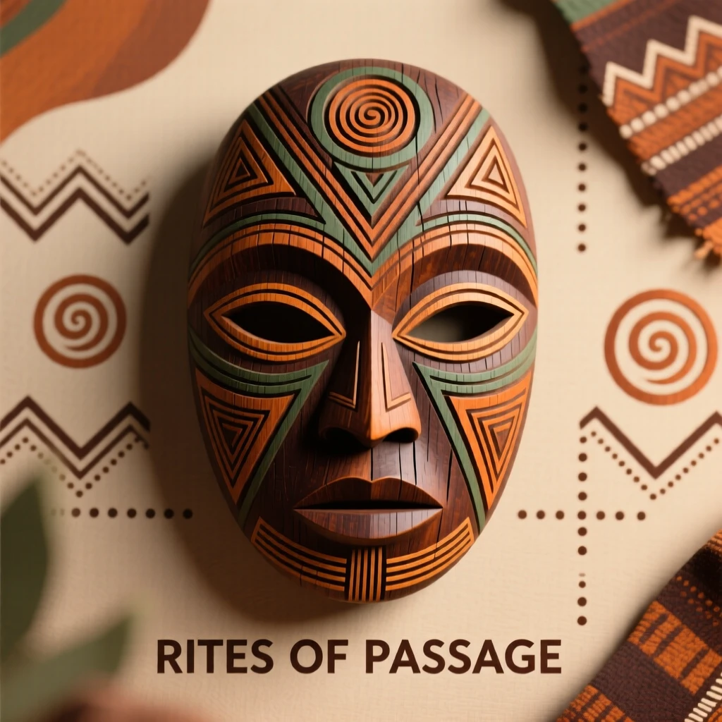 A carved wooden mask prepared carefully for a coming-of-age ceremony.