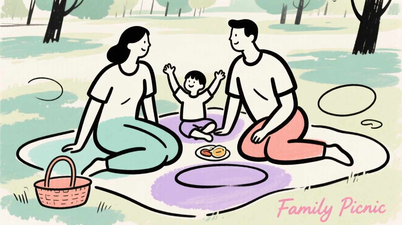 A family having a picnic in the park