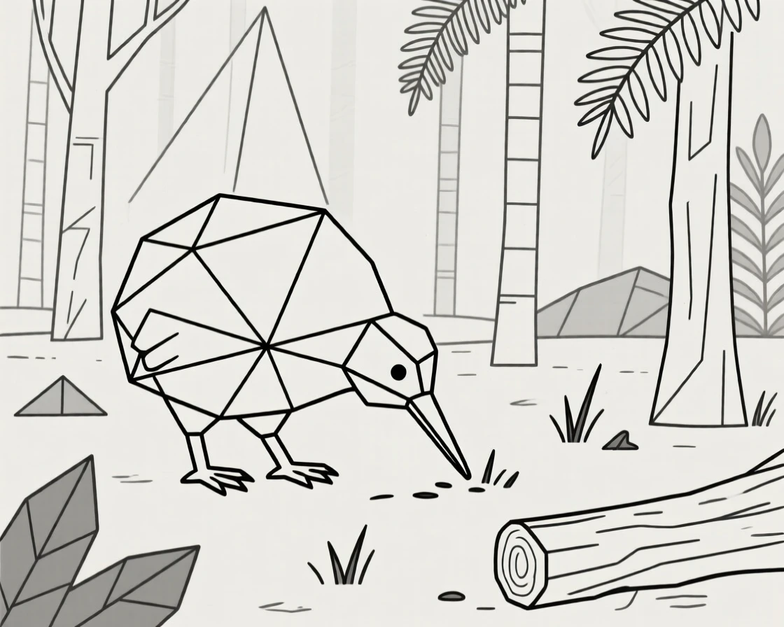 A kiwi bird foraging in a New Zealand forest