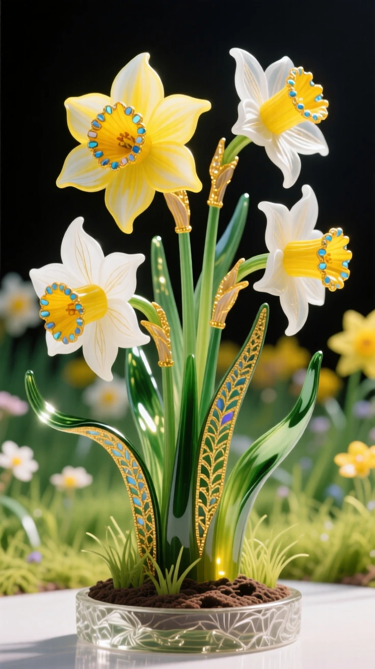 A field of blooming daffodils heralding the arrival of spring, cheerful and hopeful.