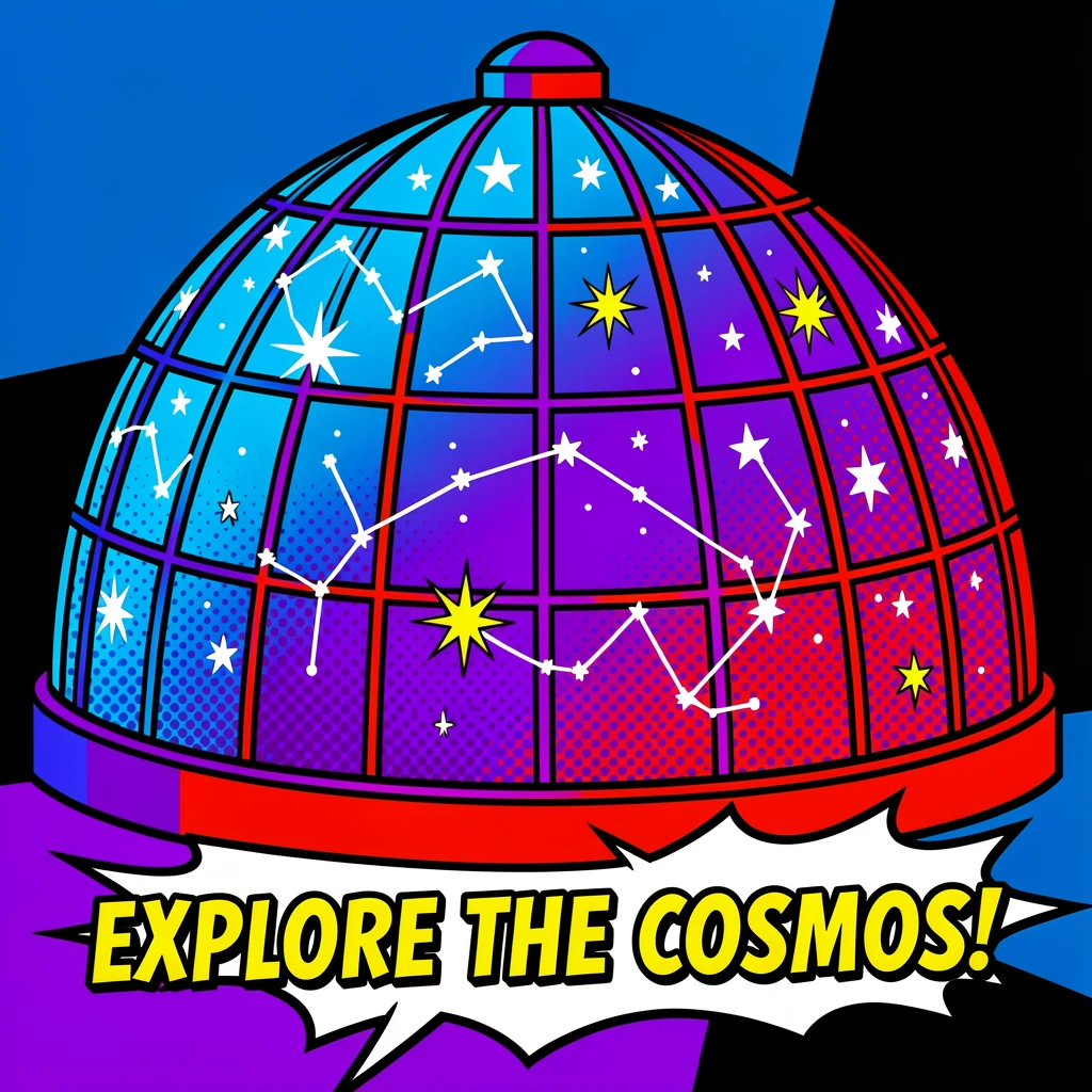 A planetarium dome lit with a projected starfield