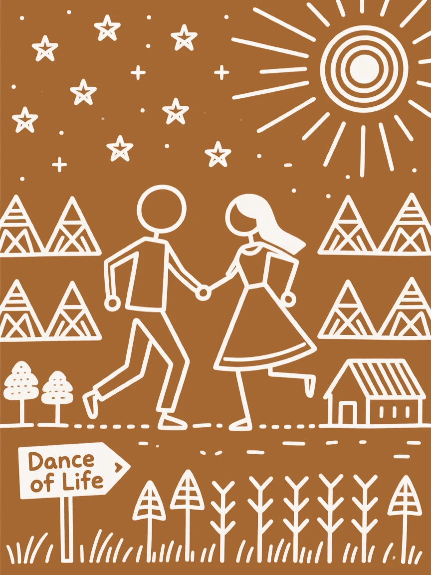 A couple dancing together sharing a quiet moment beneath the stars.