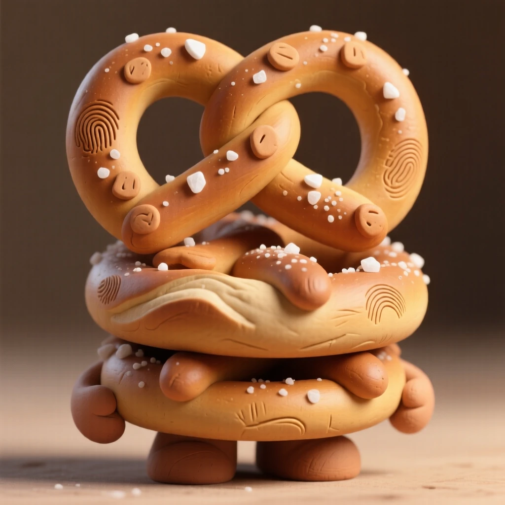 A stack of soft pretzels dusted with coarse salt