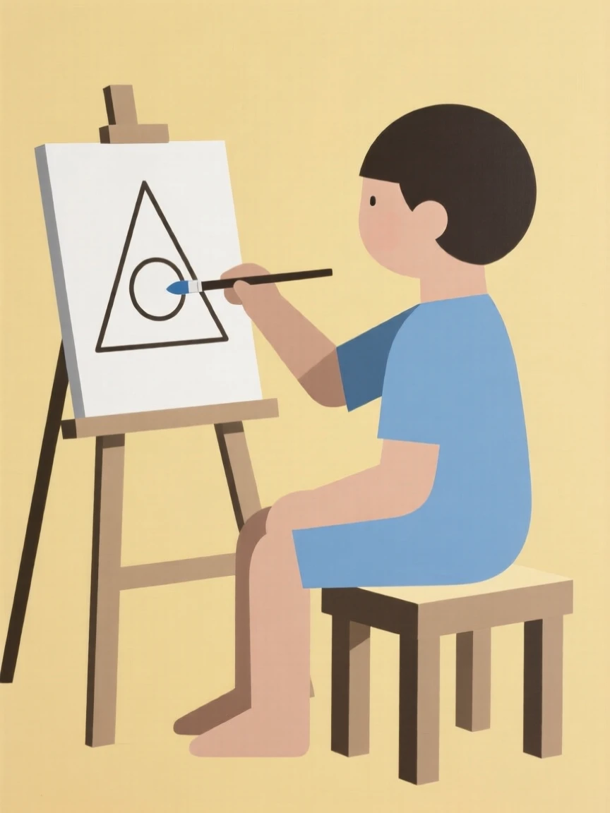 A child painting during an art class