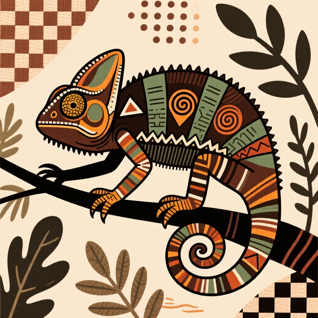 A chameleon stretching after a long rest.