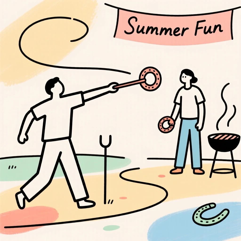 A game of horseshoes at a barbecue
