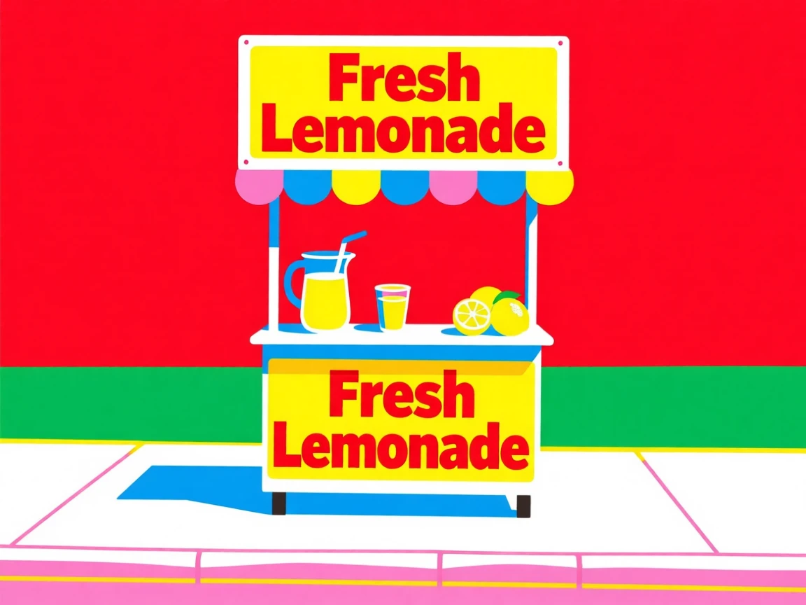 Summer lemonade stand on a sunny sidewalk