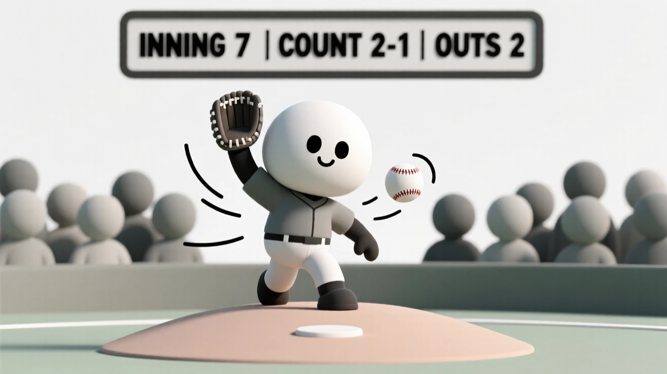 A determined baseball pitcher winds up on the mound, glove raised as the crowd holds its breath.