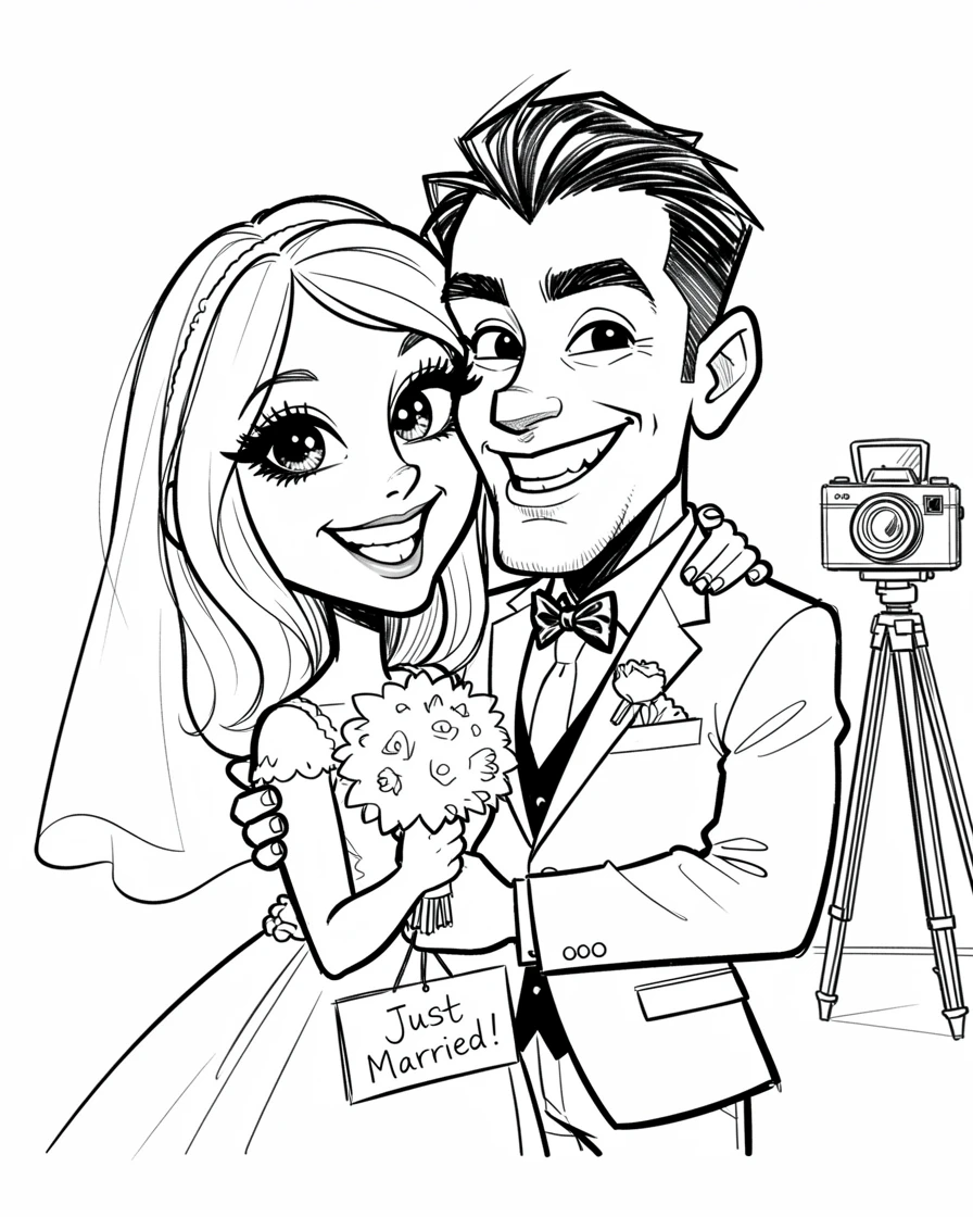 [Family & Relationship Moments] Heartwarming scene of a tender newlywed pair posing for a candid photo, radiating love and warmth