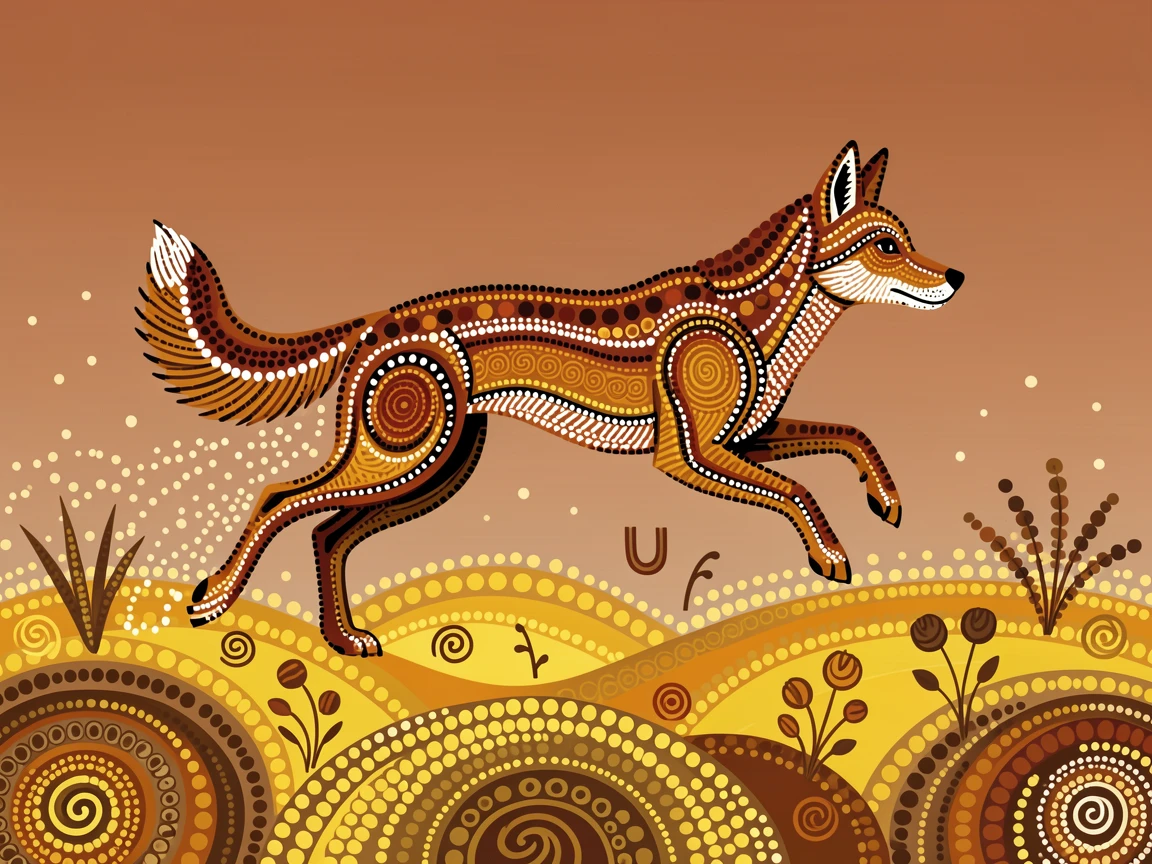 A dingo bounding across a golden meadow