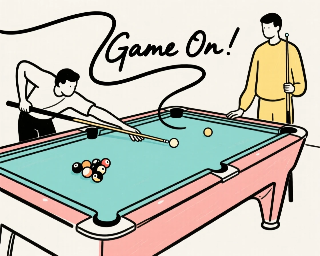 A billiards match in progress
