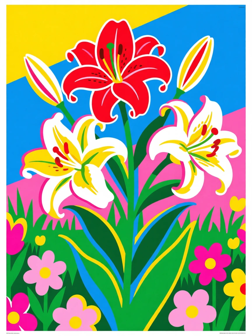 Easter lilies blooming in a spring garden