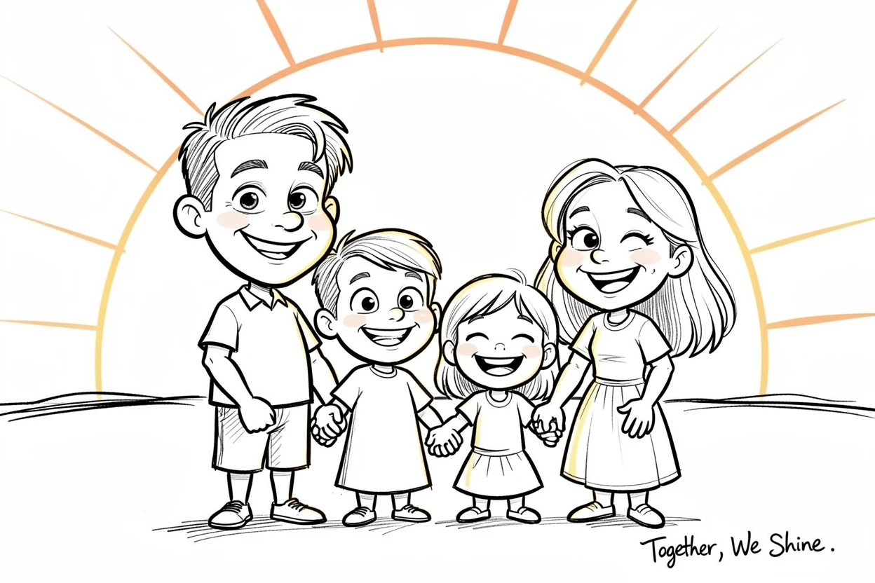 [Family & Relationship Moments] Heartwarming scene of a loving family watching the sunset hand in hand, radiating love and warmth