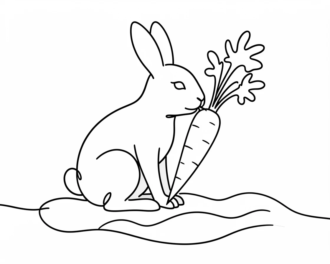 A bunny rabbit nibbling on a fresh carrot in a garden patch