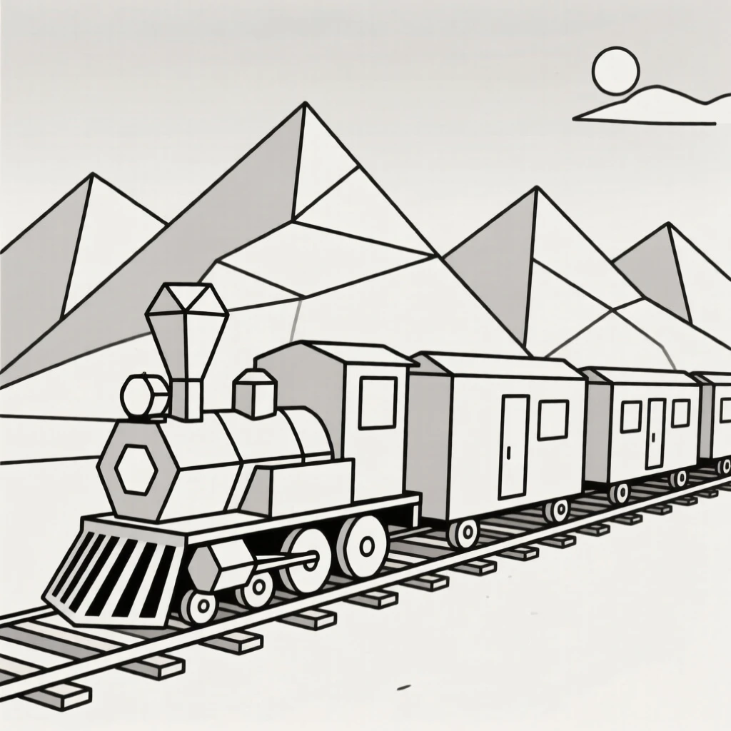 A steam locomotive pulling a train through mountains