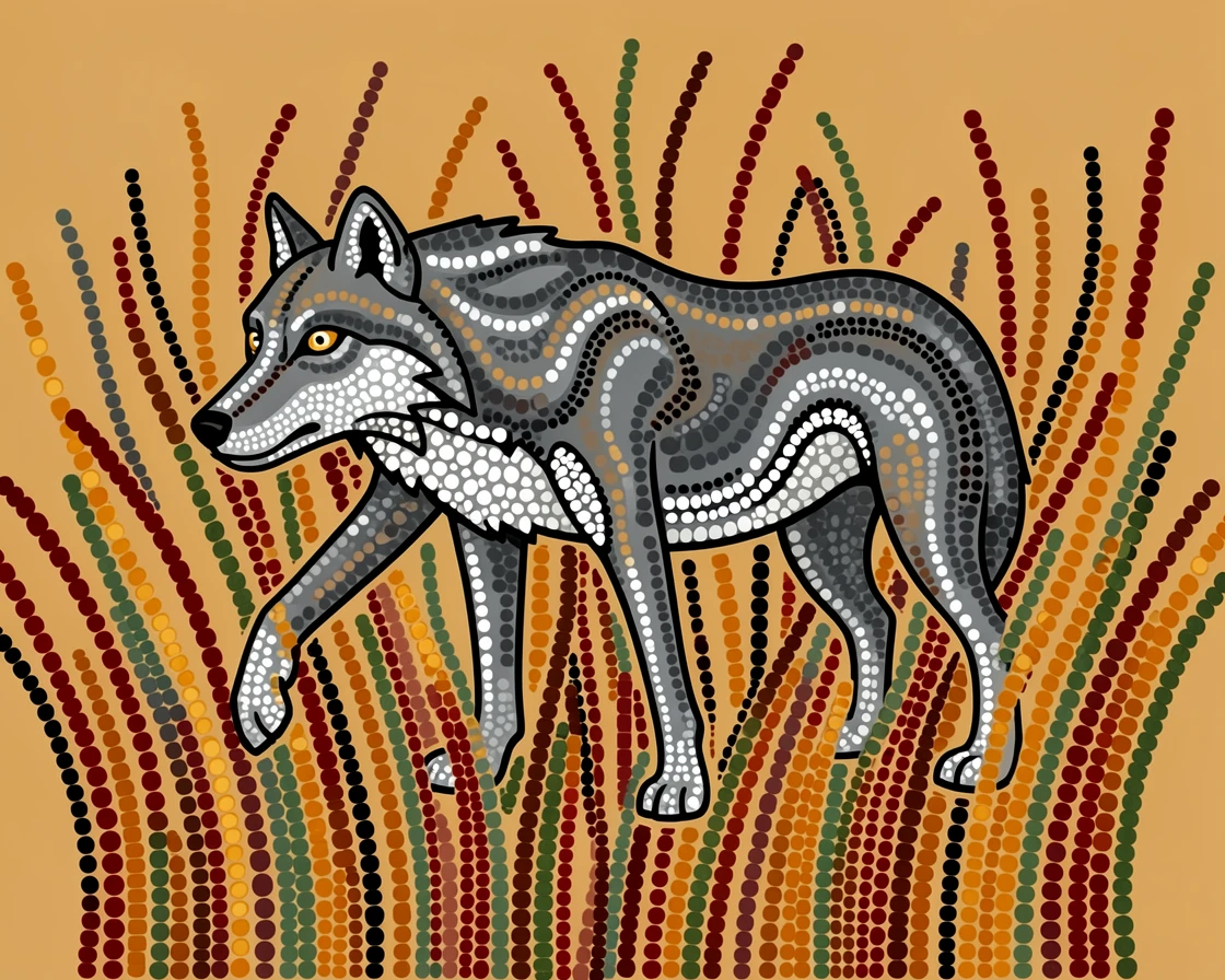 A gray wolf stalking silently through tall grass