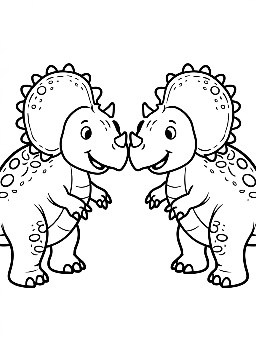 A Pachycephalosaurus head-butting gently with a friend in play
