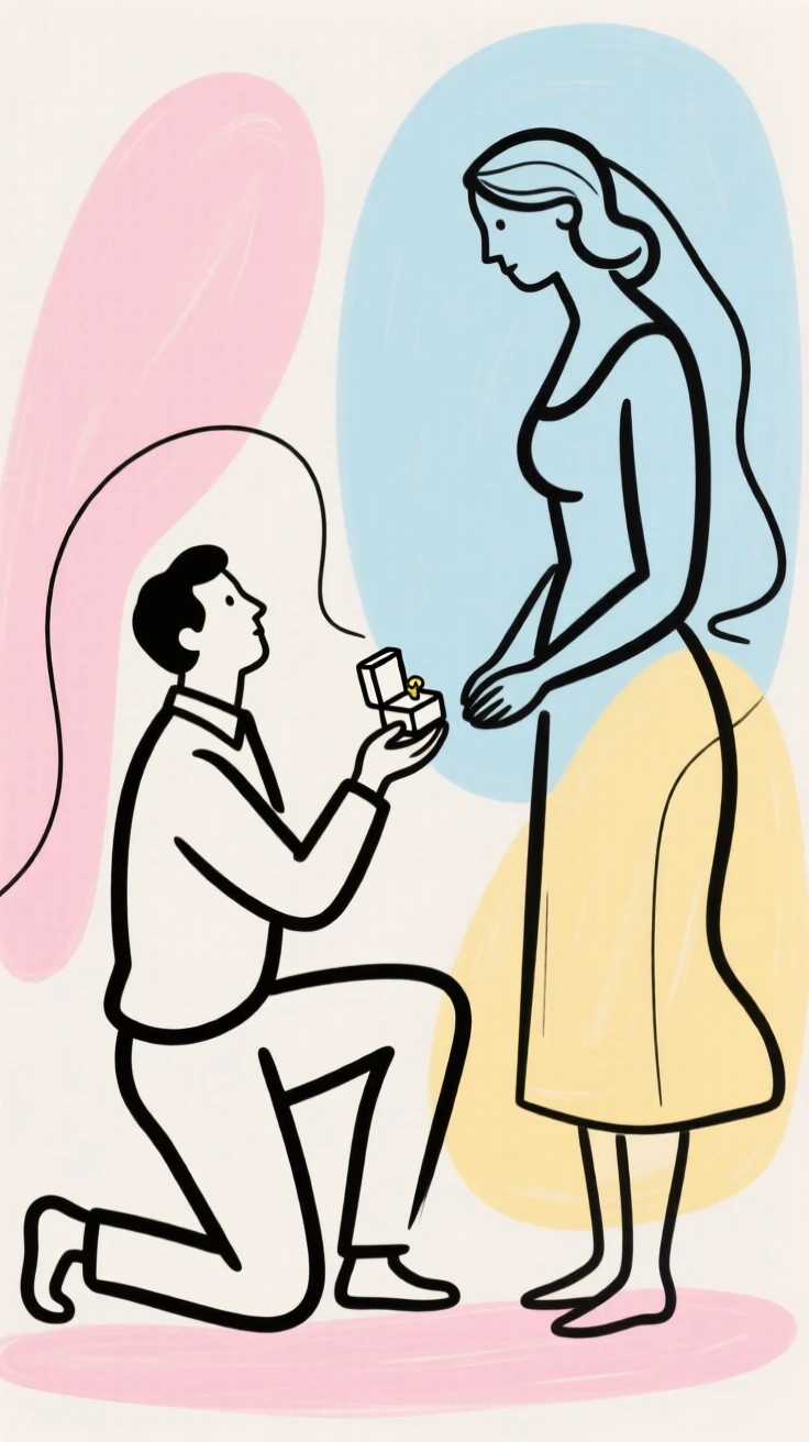 A marriage proposal on one knee