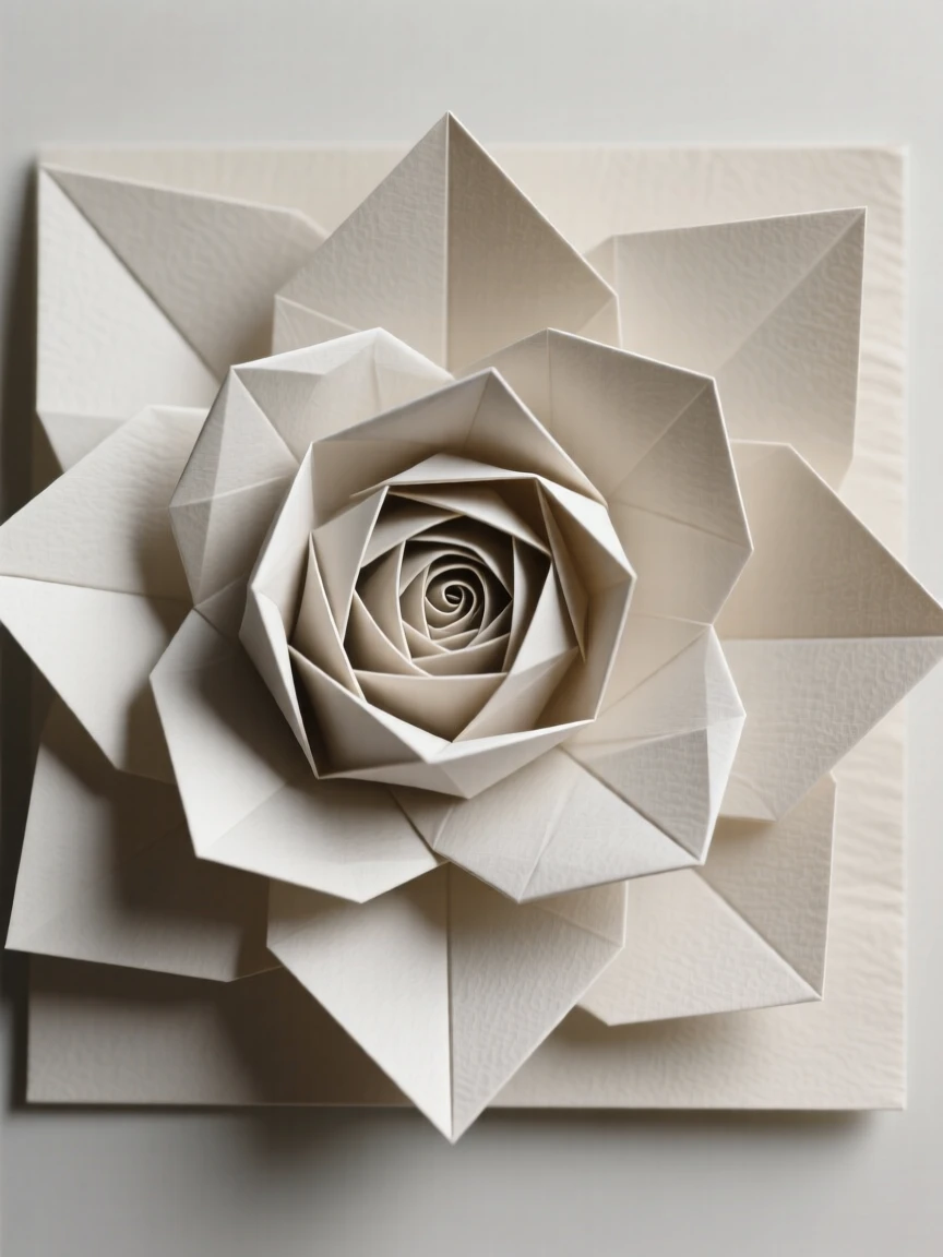 An elegant floral medallion with a central rose surrounded by symmetrical petals.