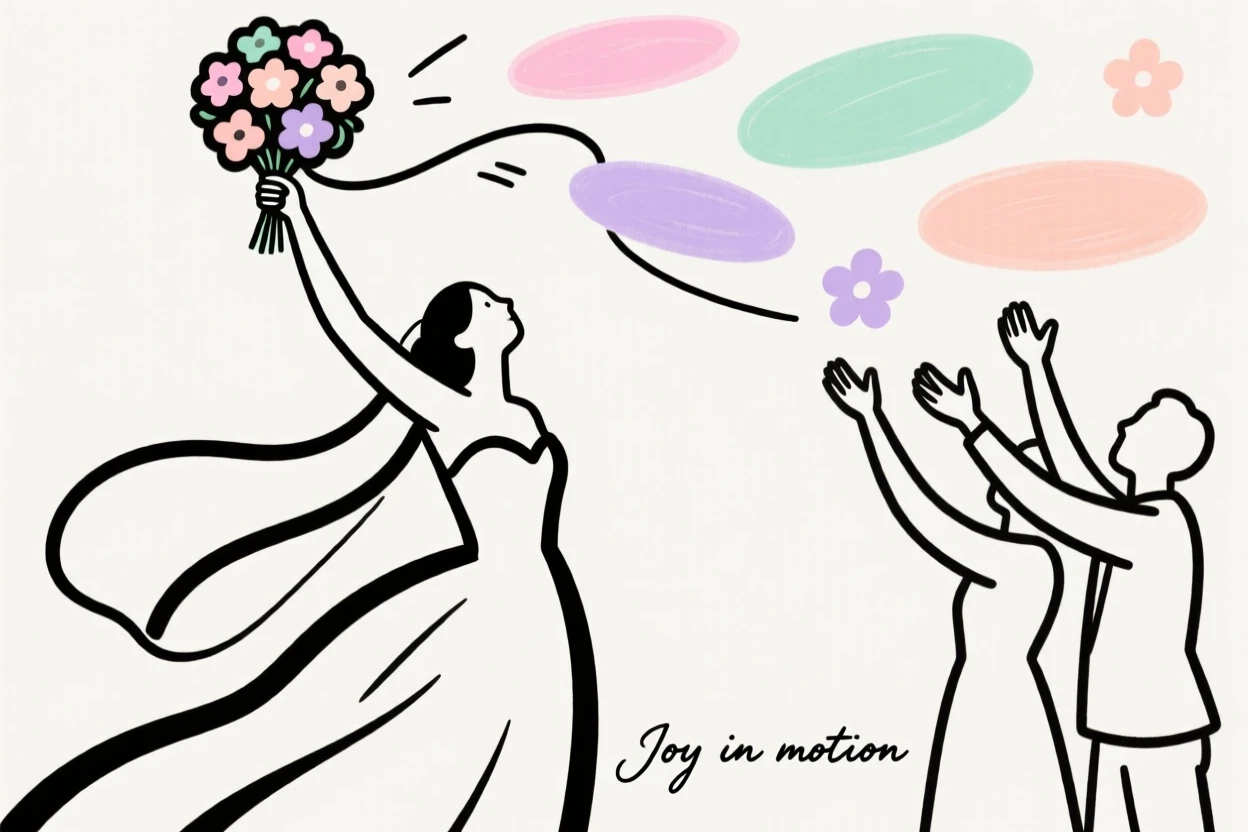 A bouquet toss at a wedding