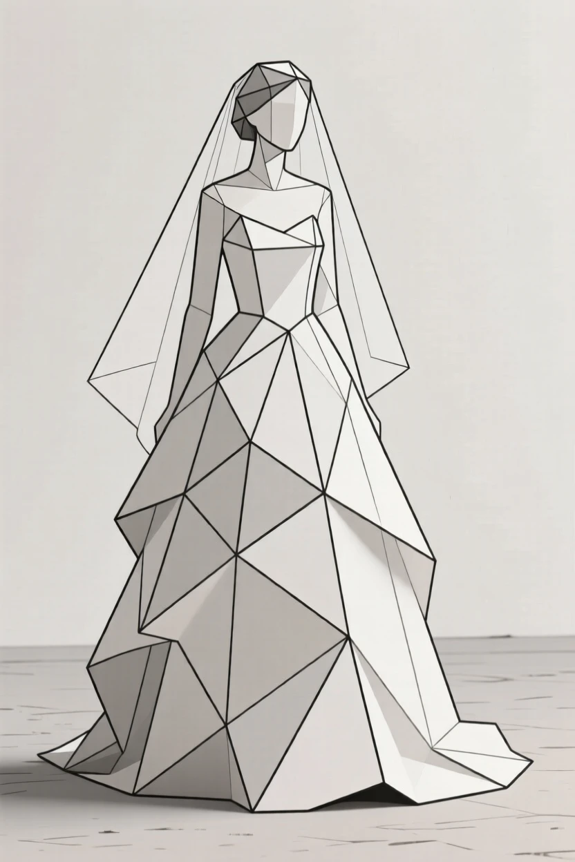 A bride in a flowing wedding gown