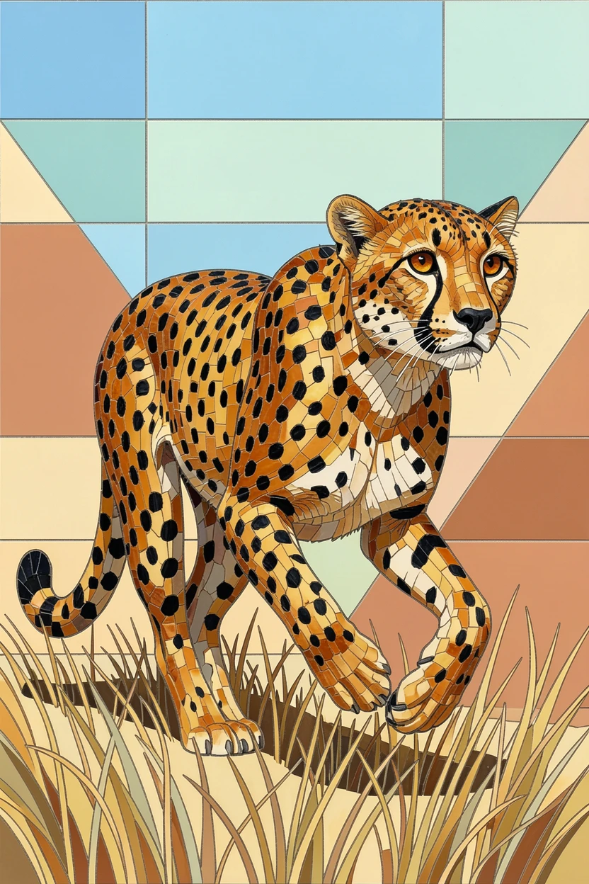 A close-up portrait of a cheetah sprinting across dry grassland in pursuit of prey, showing rich fur or feather detail and expressive eyes.