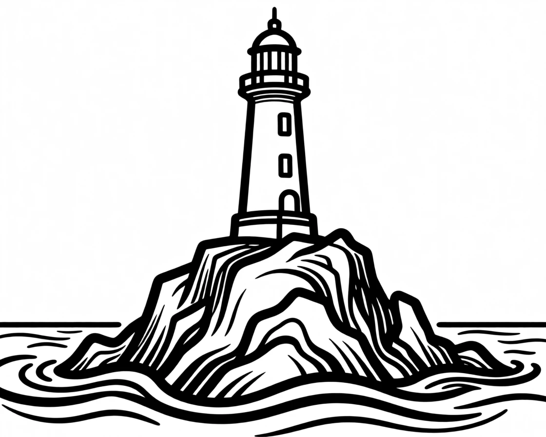 A charming lighthouse standing alone on a rocky coastal point.