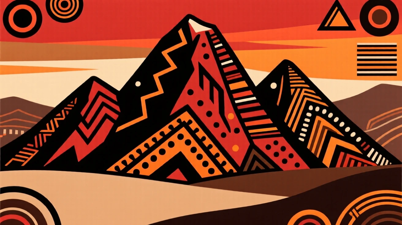 A towering mountain range reflecting the fiery colors of dusk.