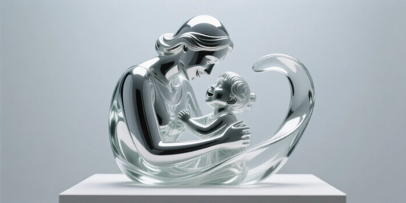 As gentle laughter fills the air around them, a mother comforting her child during a quiet moment