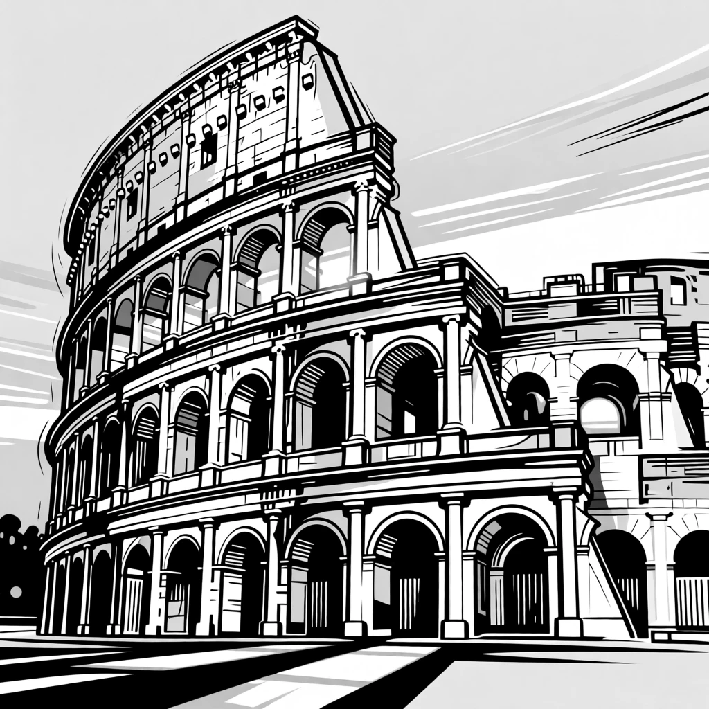 The Colosseum bathed in warm evening light with dramatic shadows.