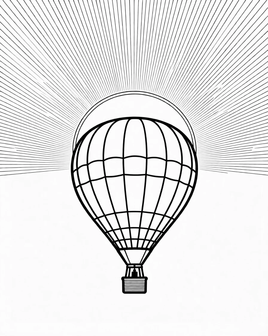 A hot air balloon silhouetted against a dramatic sunrise